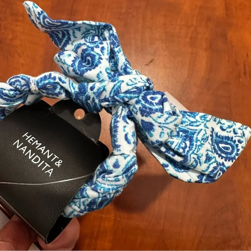 NEW Hemant & Nandita Hair Tie Blue Paisley Cotton